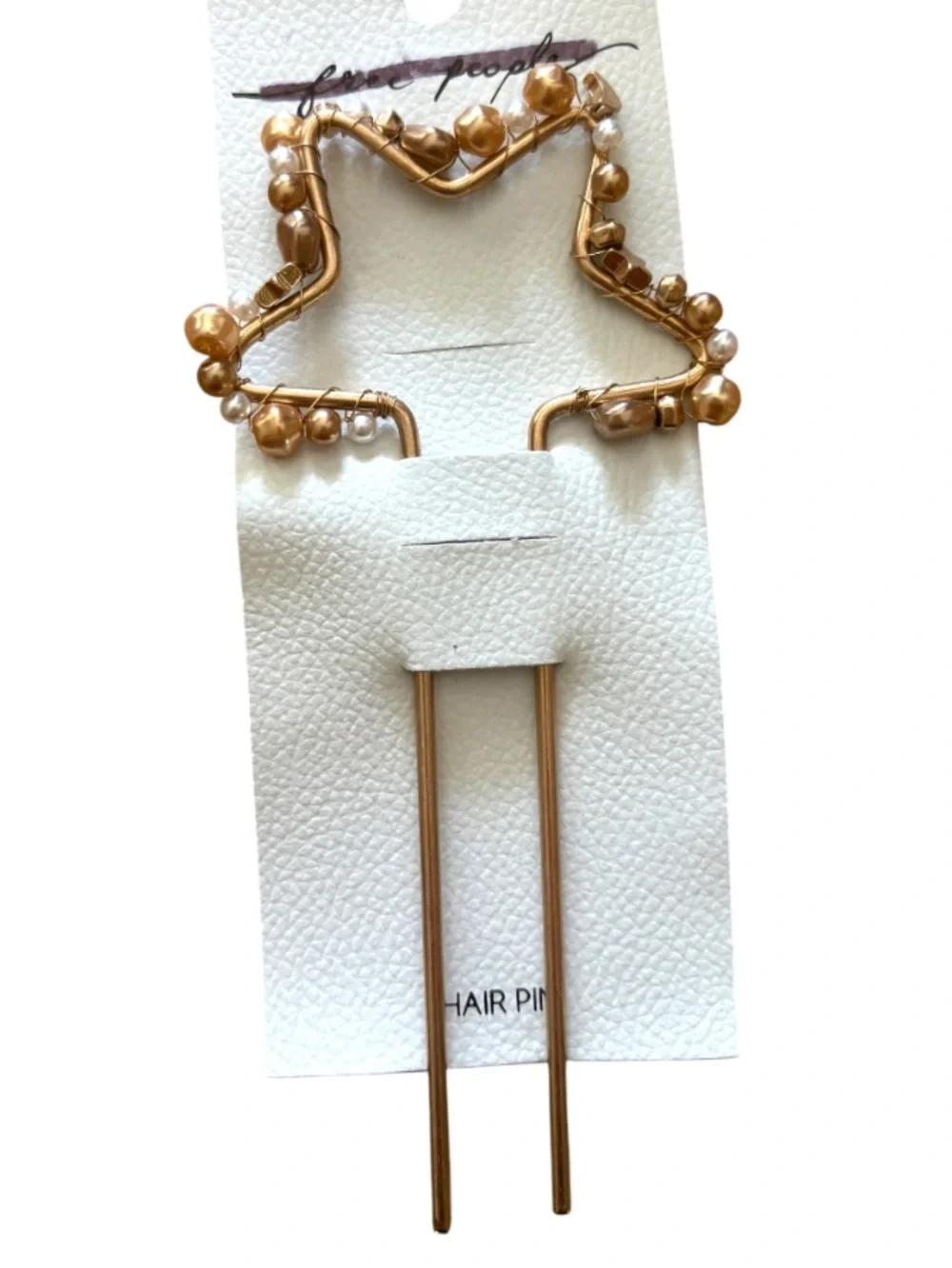 Free People Gold-Tone Hair Pin with Pearlescent Beads